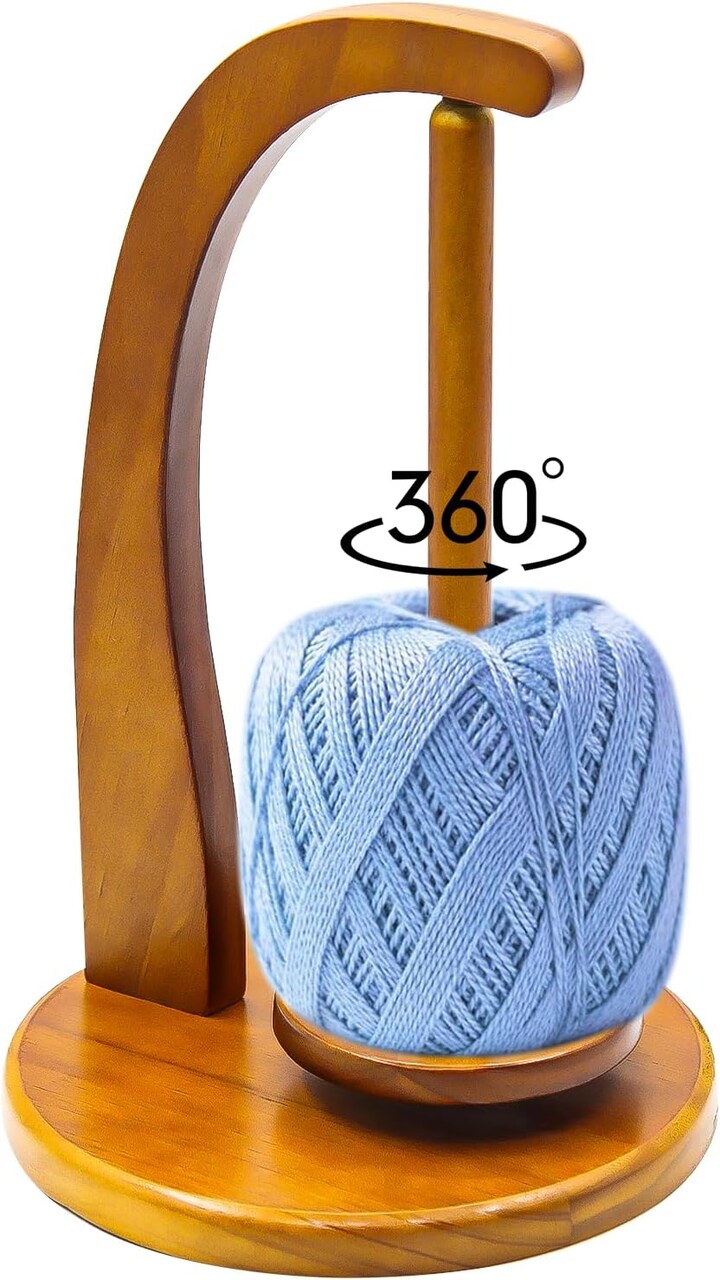Premium Wooden Yarn Holder for Crocheting and Knitting, 360° Rotating Yarn Spinner